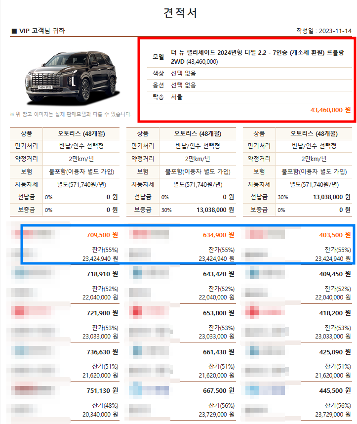 2024 팰리세이드 리스
