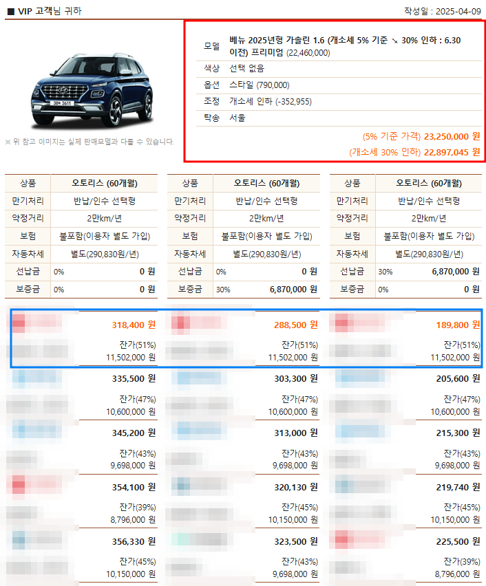 2025 베뉴 리스