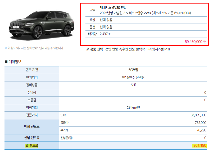 장기렌트 GV80