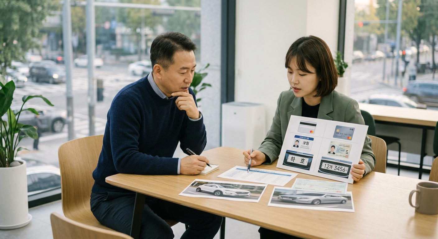 장기렌트와 자동차리스의 부채 인식, 보험 명의, 번호판 조건 차이를 일목요연하게 정리한 비교 도표