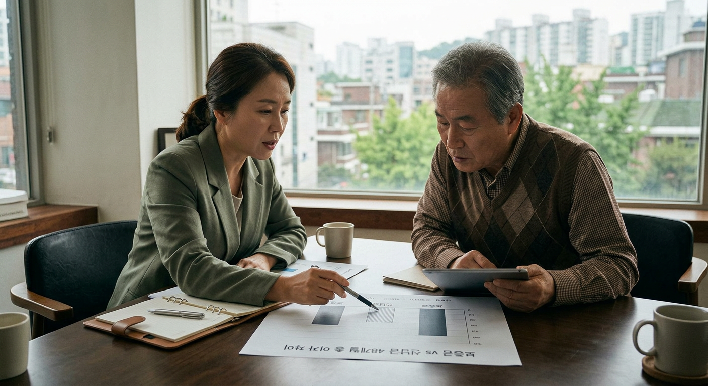 보증금 조건과 선납금 조건의 48개월 간 총 이자 지출액 차이를 나타낸 비교 그래프
