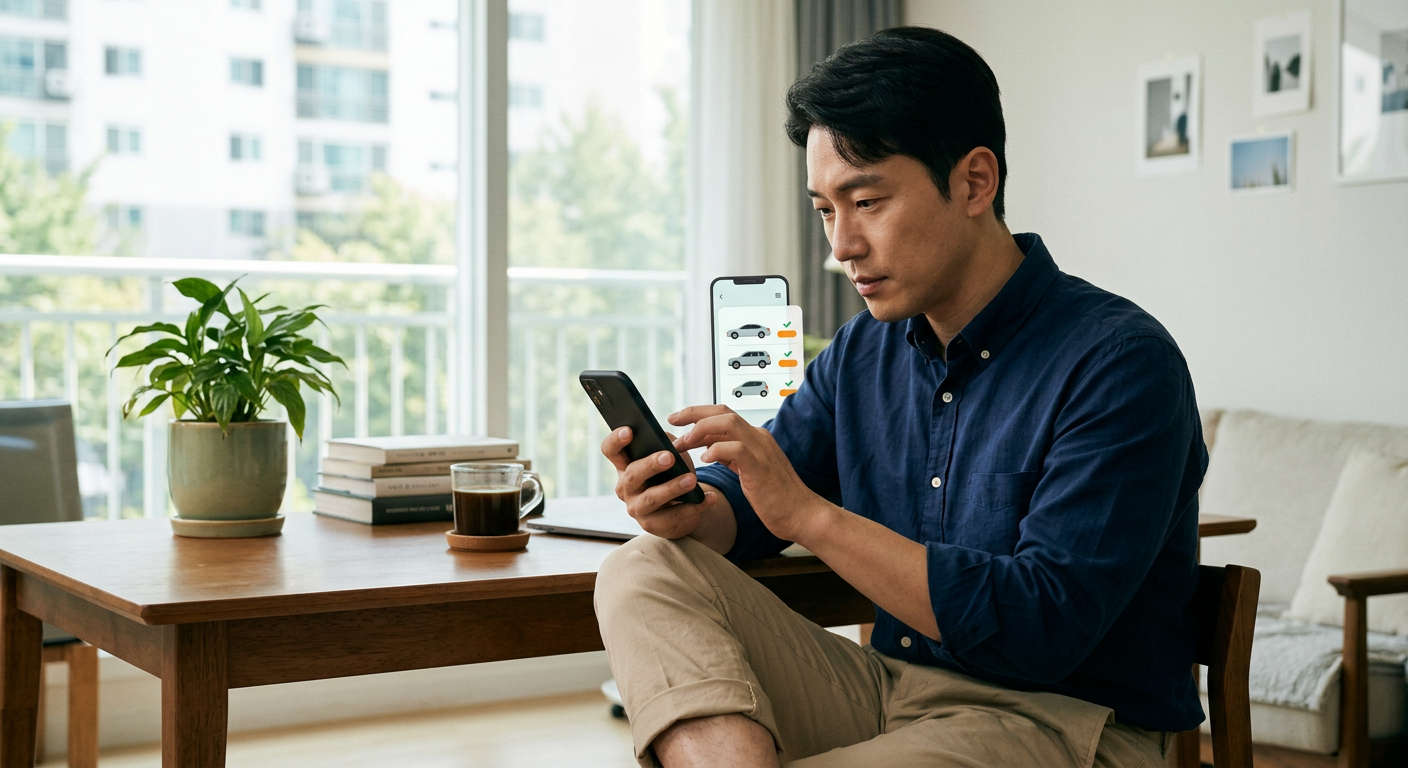 차나와 모바일 앱의 렌트 및 리스 다이렉트 견적 비교 프로세스 흐름도