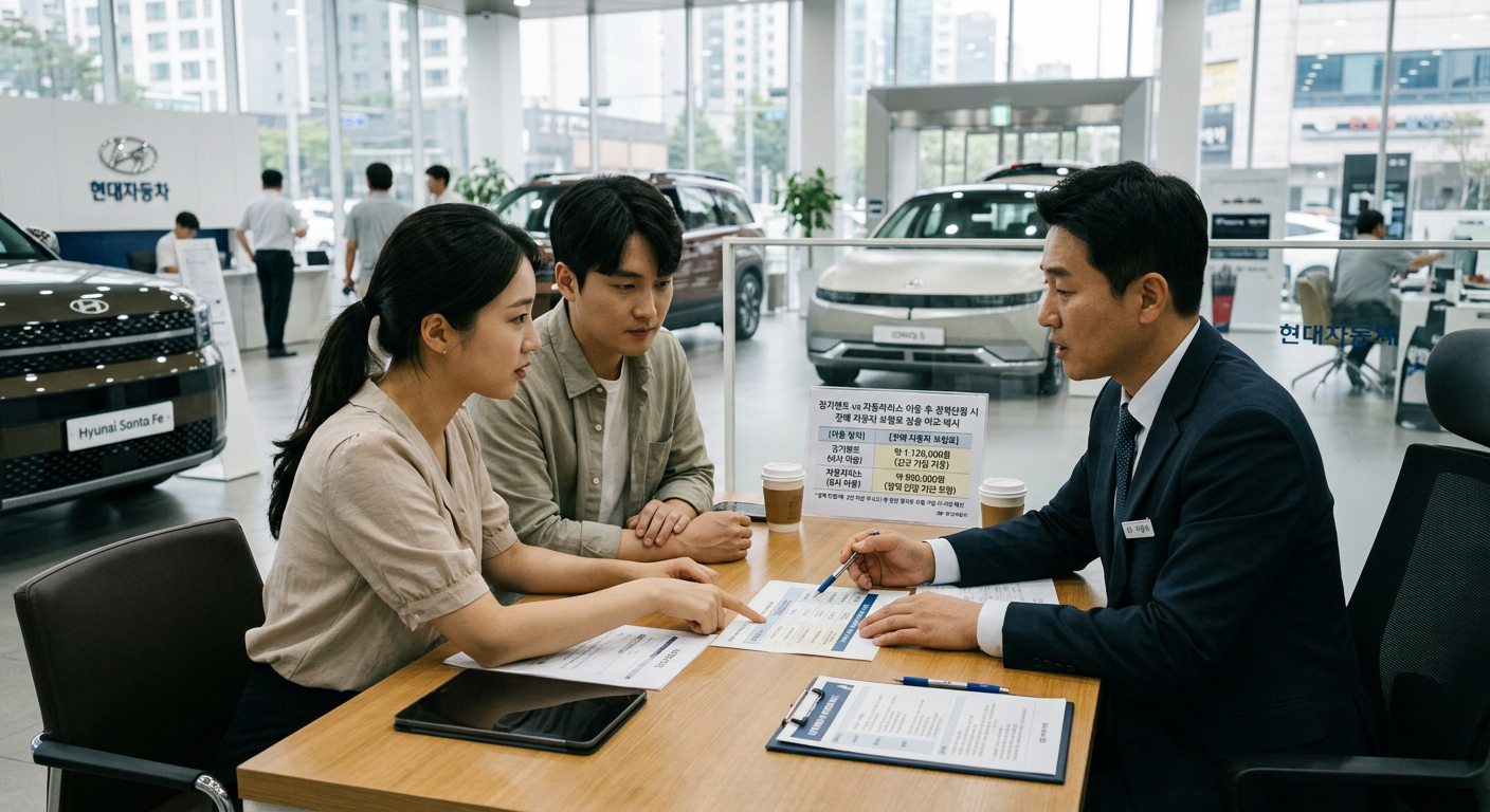 장기렌트 및 자동차리스 이용 후 경력 단절 시 첫해 자동차 보험료 상승 비교 예시 도표