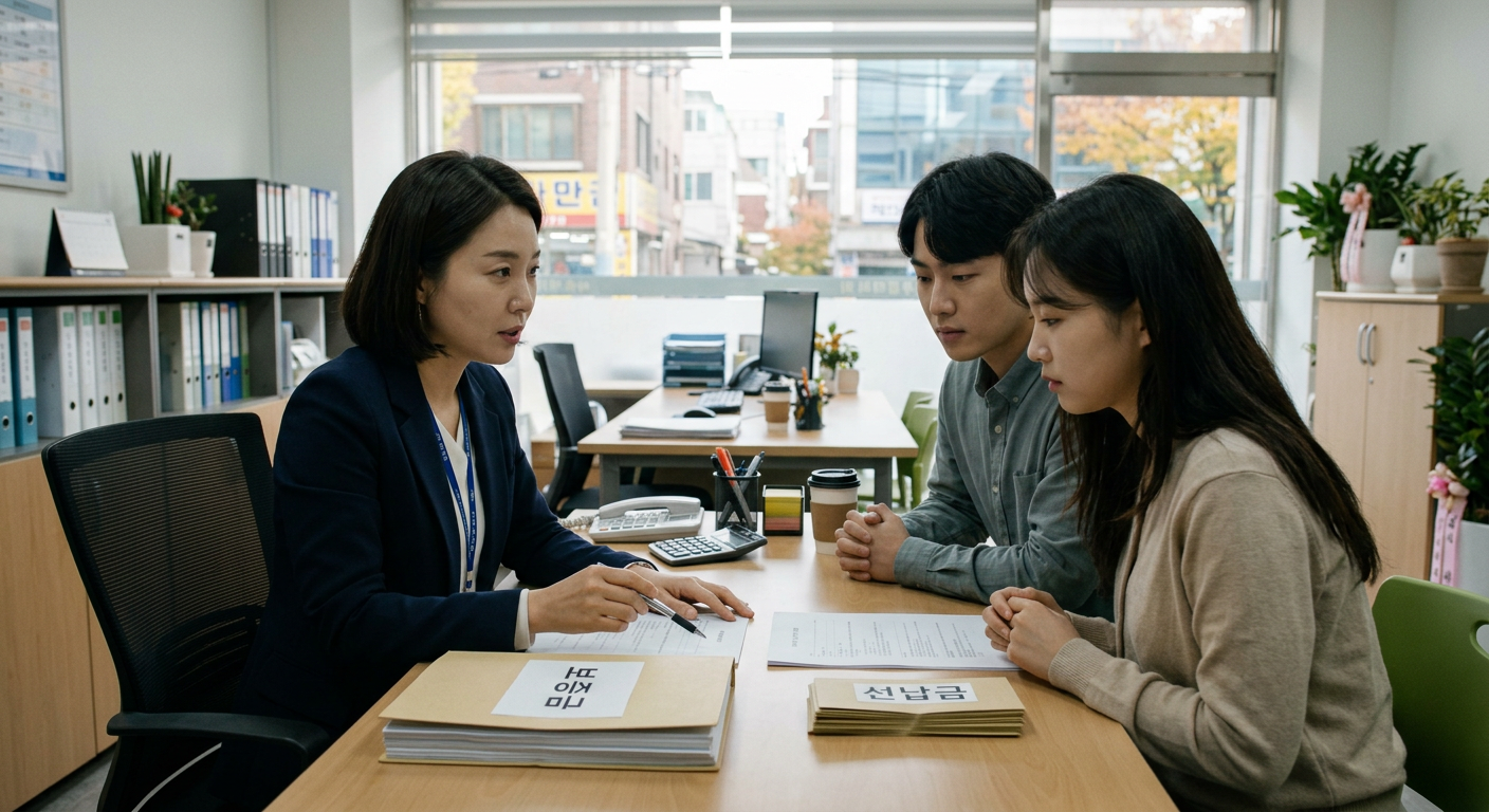 보증금과 선납금의 구조적 차이와 계약 중도해지 시 환급 여부를 설명하는 비교 일러스트