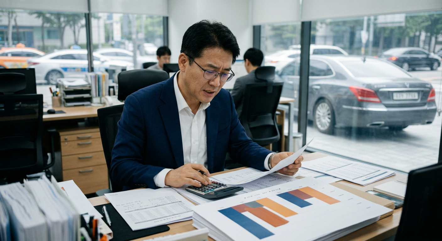 법인 차량 연간 비용처리 한도 1,500만 원의 감가상각비와 유지비 비중을 시각화한 막대 차트