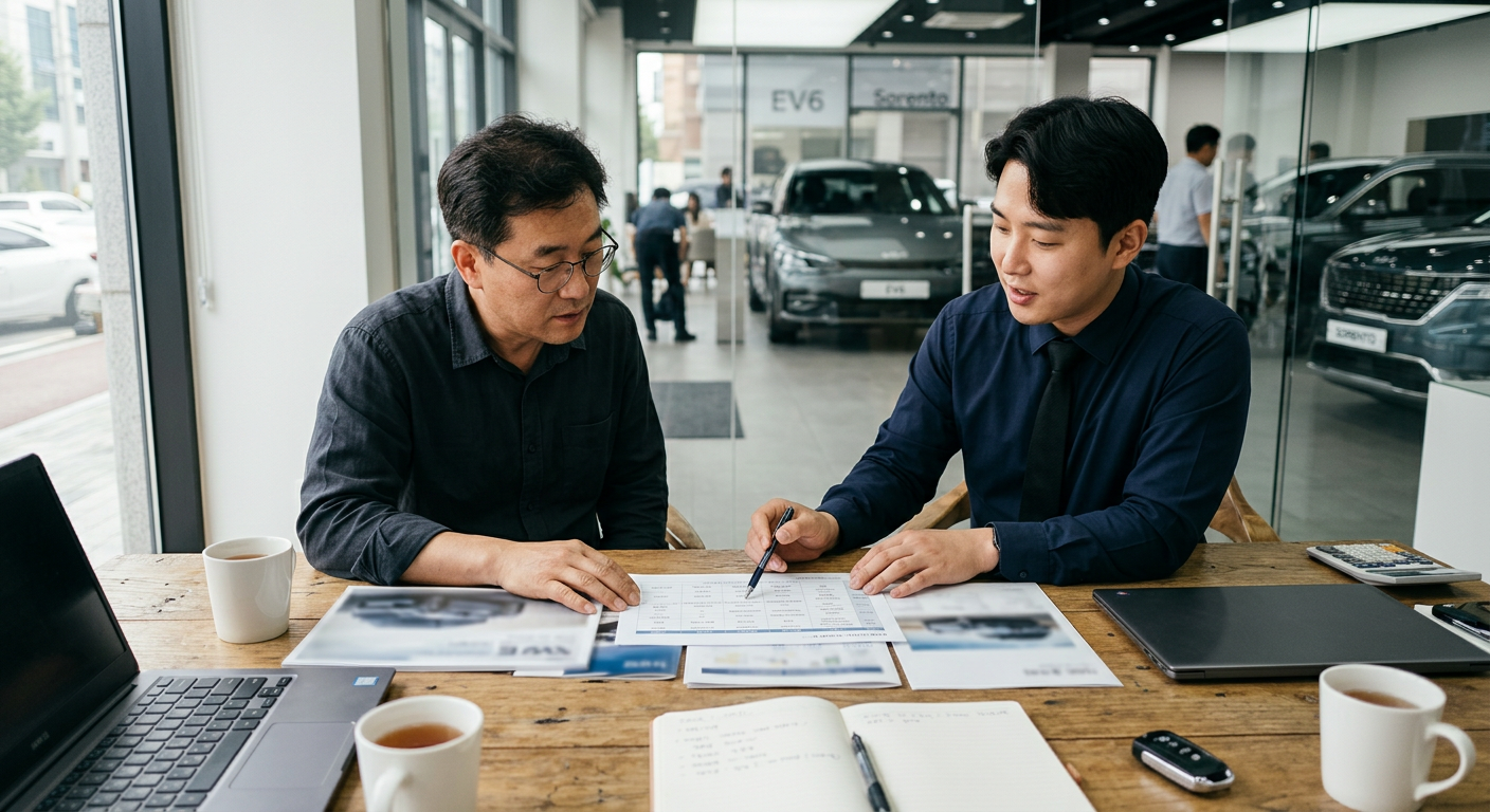 신차 장기렌트와 자동차리스의 장단점 및 유지비용 차이 비교 구조도