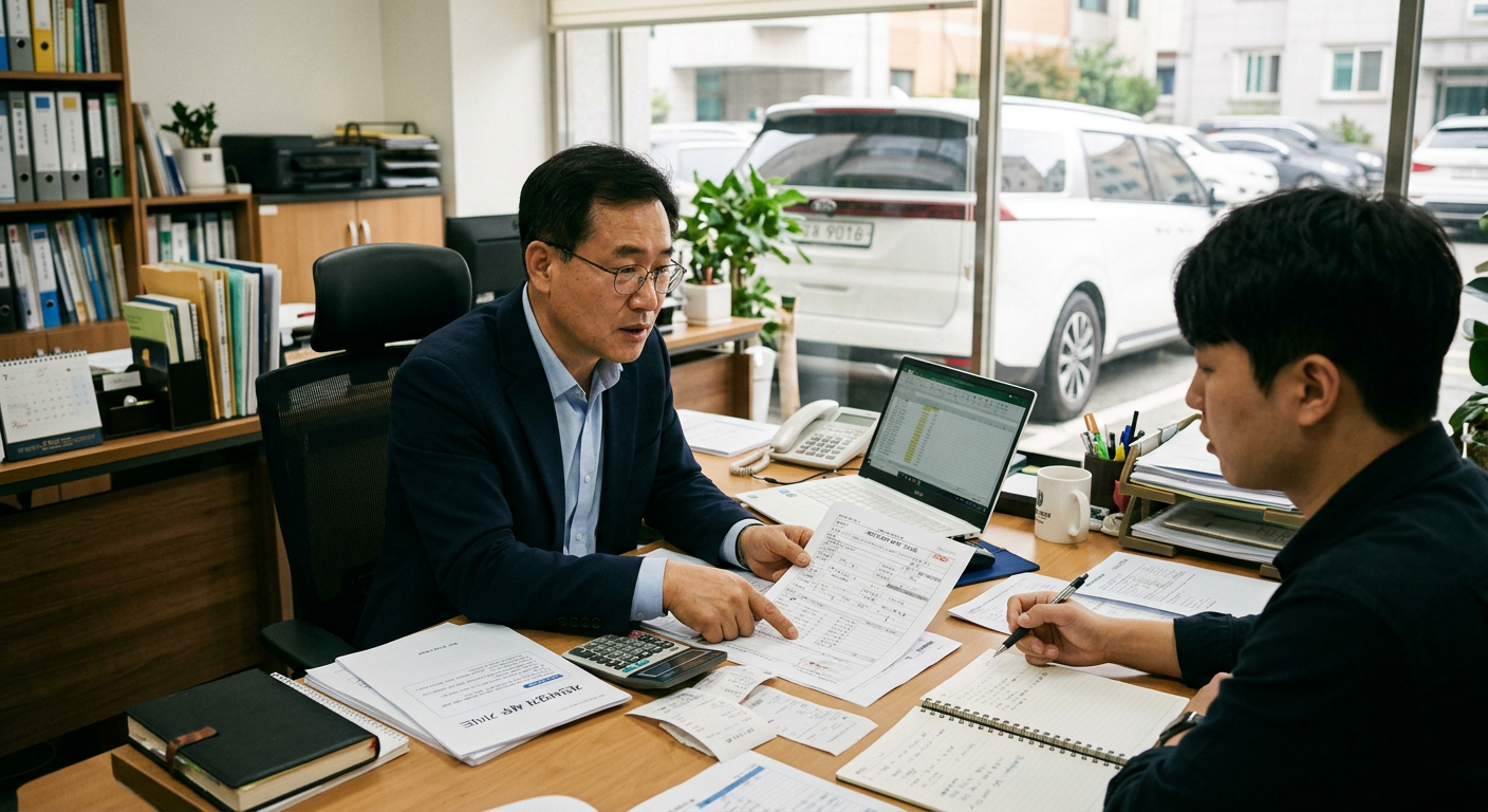 카니발 9인승 모델의 사업자 부가세 환급 조건 및 연간 비용처리 세무 처리 절차 도식