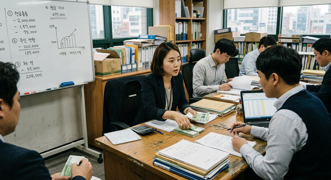 선수금과 보증금의 현금 흐름 및 만기 시 정산 비교 다이어그램