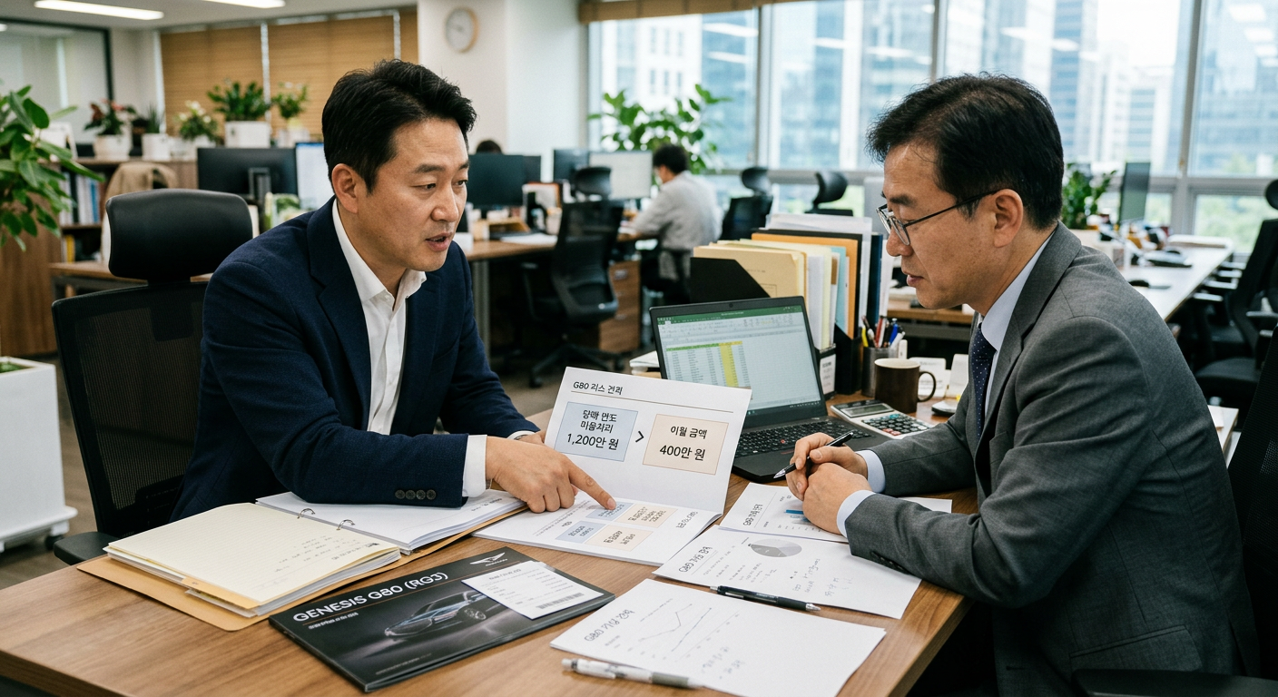 G80 가상 견적 기준 당해 연도 비용처리 1,200만 원과 이월 금액 400만 원의 흐름 비교표 법인 장기렌트 비용처리