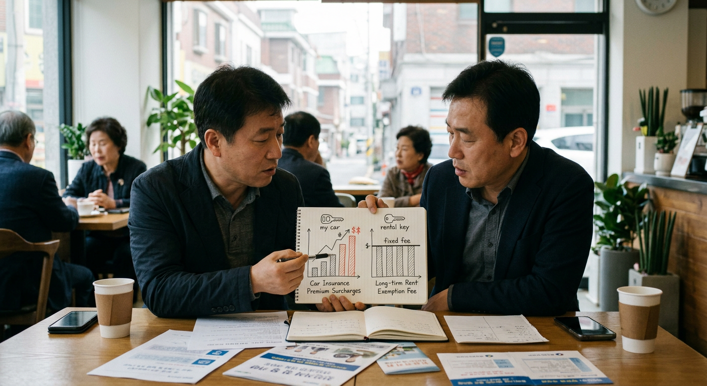 개인 소유 차량 보험료 할증 메커니즘과 장기렌트 면책금 제도의 비용 지출 비교 막대그래프 투싼 장기렌트 가격