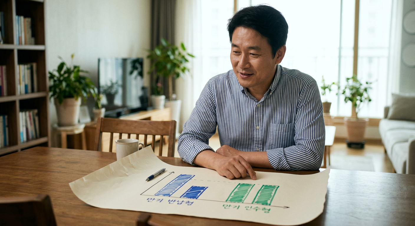 만기 반납형과 만기 인수형의 월 납입금 및 총비용 차이를 직관적으로 비교하는 막대 그래프 아반떼 장기렌트 견적