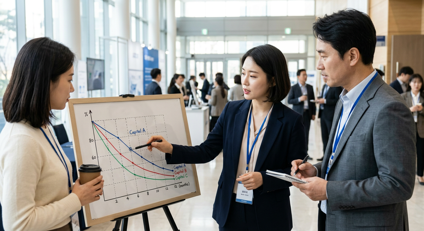 캐피탈사별 잔여 계약 기간에 따른 중도해지 위약금 슬라이딩 비율 대조 그래프