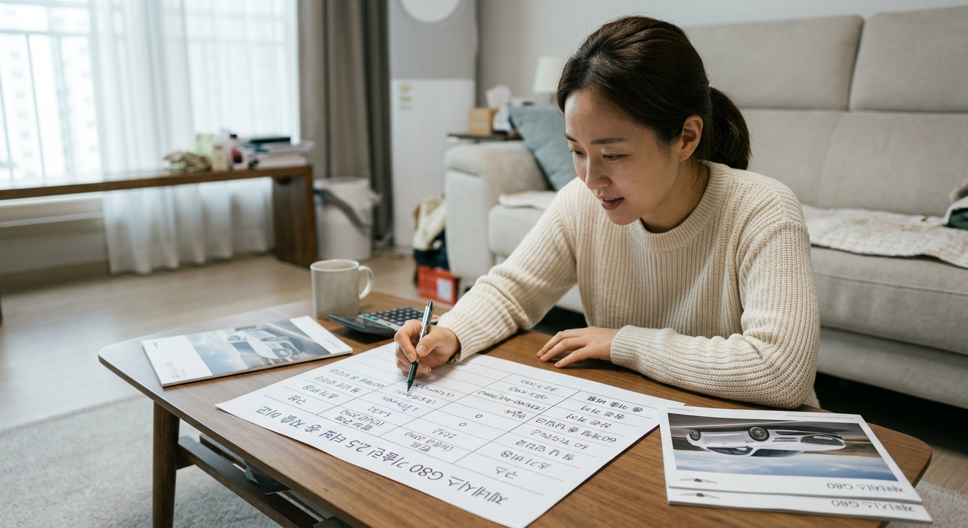 제네시스 G80 가솔린 2.5 터보 모델의 60개월 기준 초기 비용 납부 방식별 실질 총지출 비용 비교 도표 제네시스 G80 리스 가격