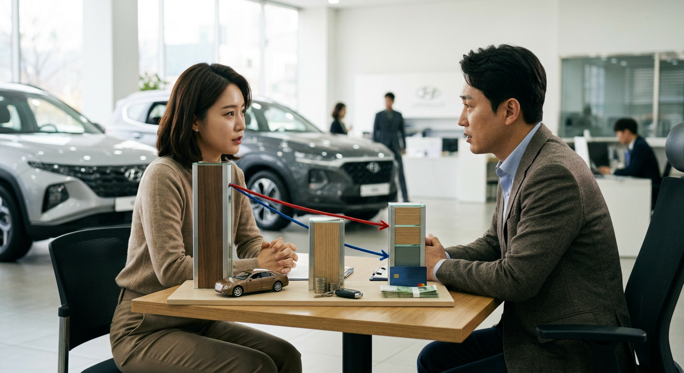차량 가격, 잔존가치 비율, 월 납입금의 상관관계를 한눈에 보여주는 도식형 비교 그래프 K5 장기렌트 가격