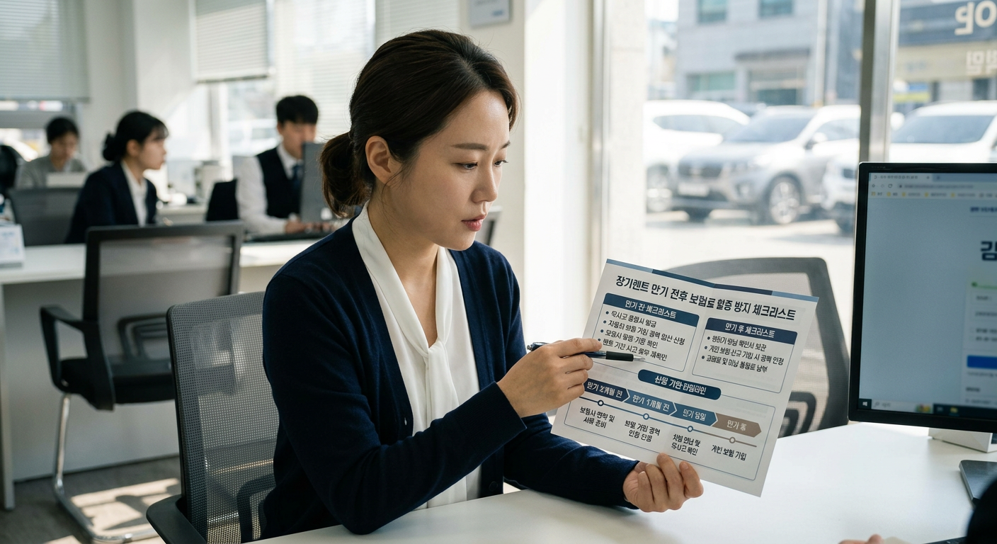 장기렌트 만기 전후로 꼭 챙겨야 할 보험료 할증 방지 체크리스트 및 신청 기한 타임라인 도식