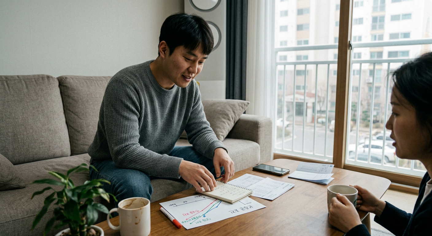 보증금 조건과 선납금 조건 적용 시, 5년 계약 만기 시점의 실질 자산 잔존 비교 그래프
