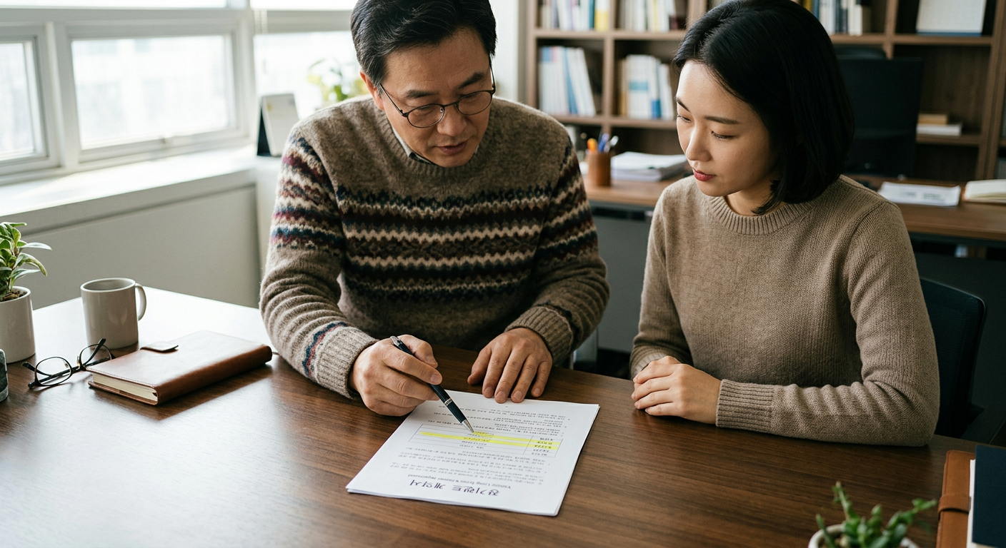 장기 대여 계약서 서류 위에 보증금과 선납금 항목이 강조되어 표시된 문서 일부분