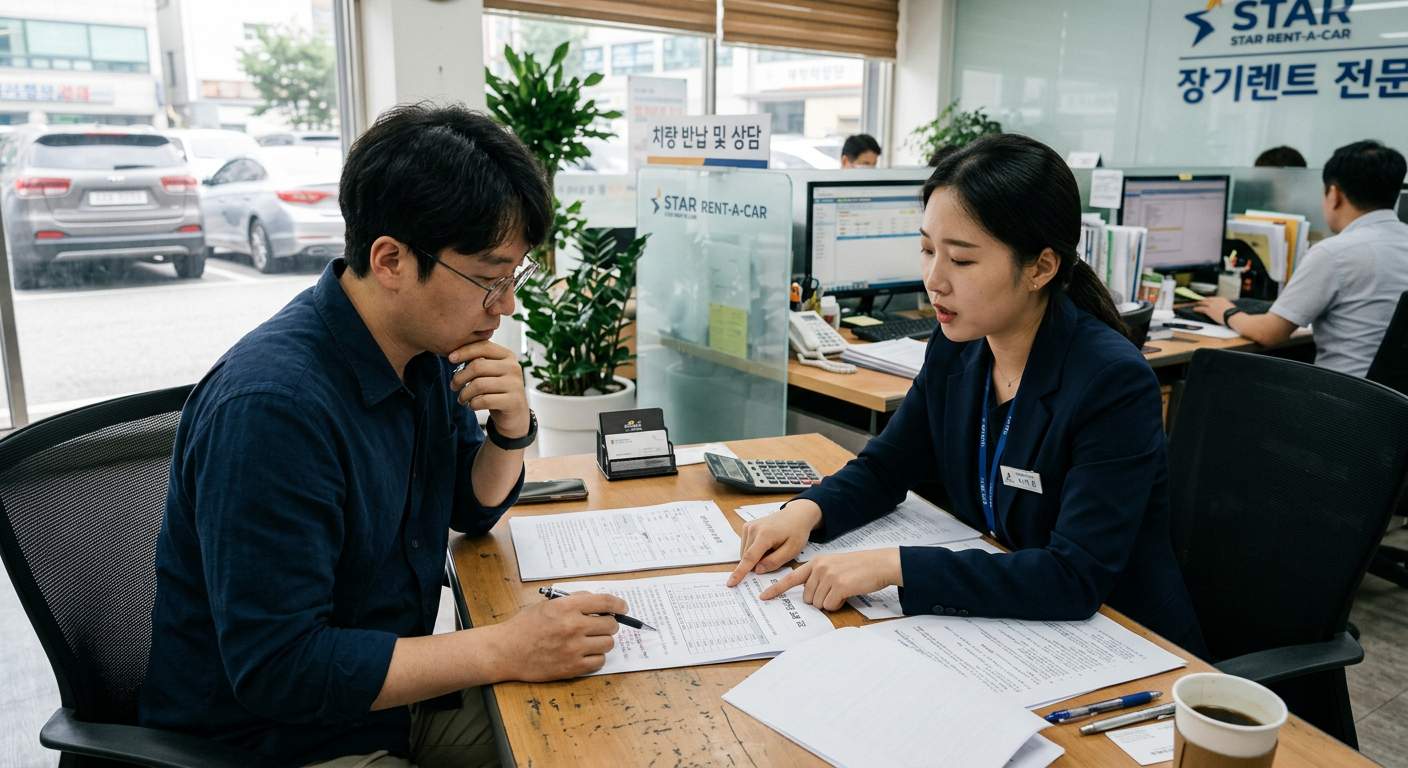 장기렌트 계약 해지 시 발생하는 중도해지 위약금 요율 구조도