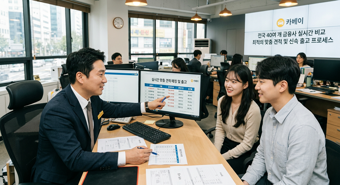 카베이의 40여 개 제휴 금융사 실시간 맞춤 견적 매칭 및 출고 프로세스