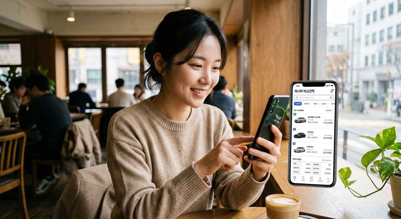 카베이 차나와 비교견적 플랫폼의 스마트폰 화면 레이아웃 디자인