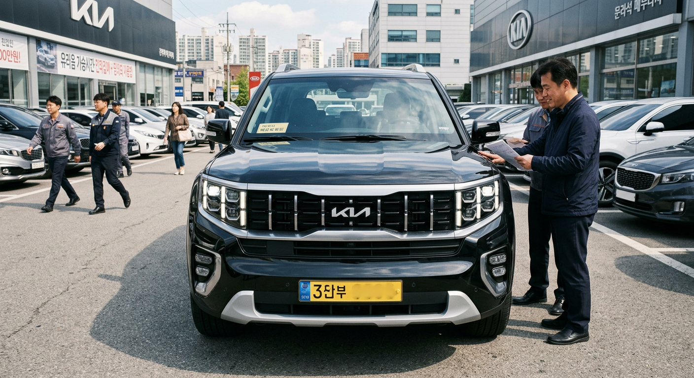 단종 전 마지막 물량으로 출고된 모하비 신차의 전면부 모습 모하비 장기렌트 견적