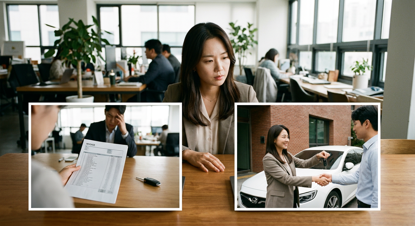 장기렌트 중도 해지 시 발생하는 위약금과 승계 처리 과정의 차이점을 시각적으로 대비해 보여주는 그래픽 요소