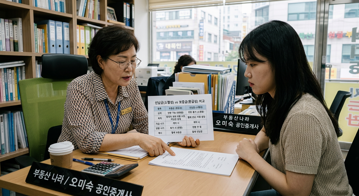 선납금(소멸성)과 보증금(환급성)의 구조적 차이 비교 도표